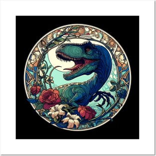 Velociraptor Art Deco Dinosaur Posters and Art